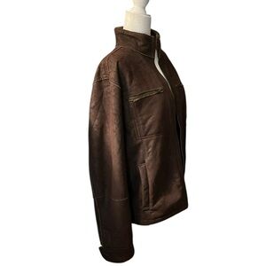 Structure Distressed Brown Leather Jacket Size Medium